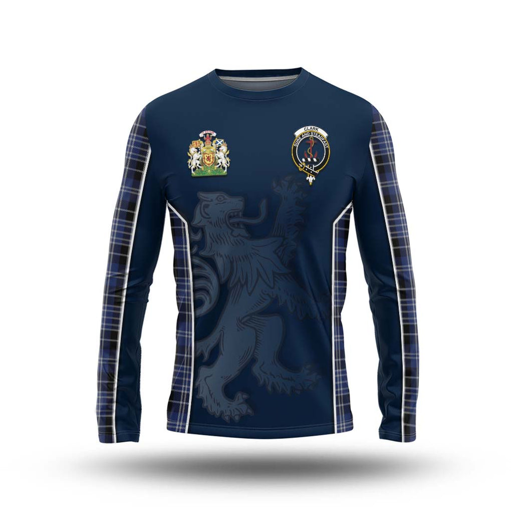 Clark (Clarke) Tartan Long Sleeve T-Shirt with Family Crest and Lion Rampant Vibes Sport Style Unisex - Tartan Vibes Clothing