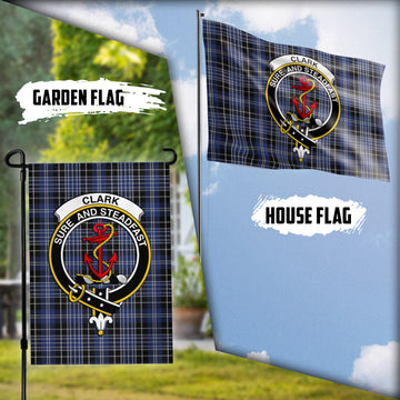 Clark (Clarke) Tartan Flag with Family Crest