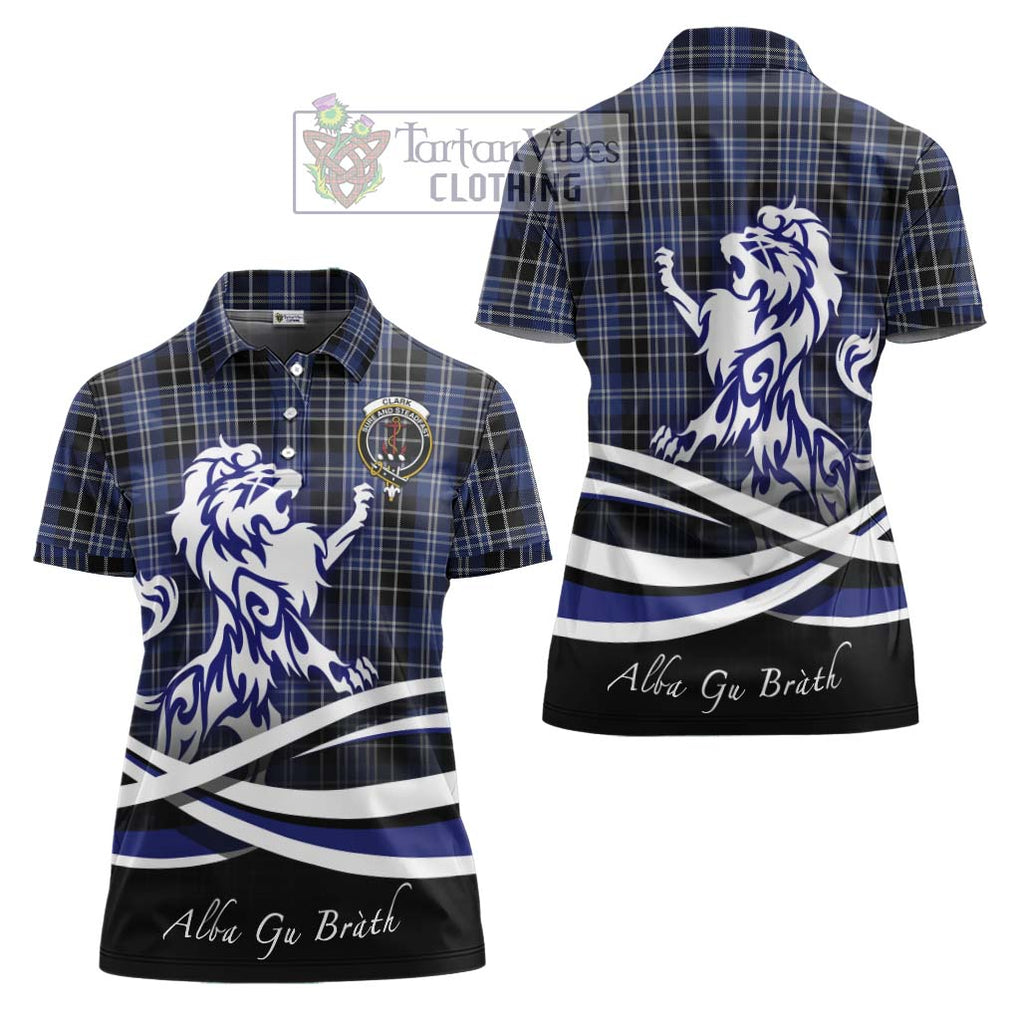 Clark (Clarke) Tartan Women's Polo Shirt with Alba Gu Brath Regal Lion Emblem Women - Tartanvibesclothing Shop