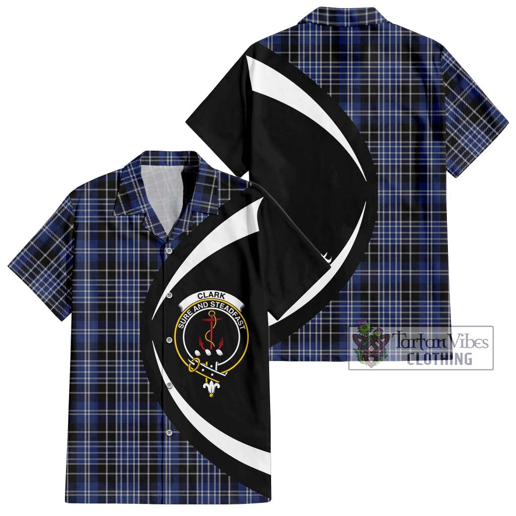 Clark (Clarke) Tartan Short Sleeve Button Up with Family Crest Circle Style Kid - Tartan Vibes Clothing