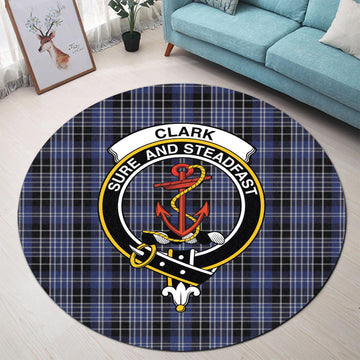 Clark (Clarke) Tartan Round Rug with Family Crest