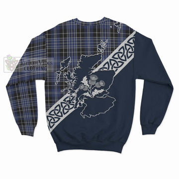 Clark (Clarke) Tartan Sweatshirt Featuring Thistle and Scotland Map