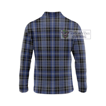 Clark (Clarke) Tartan Long Sleeve Polo Shirt with Family Crest DNA In Me Style