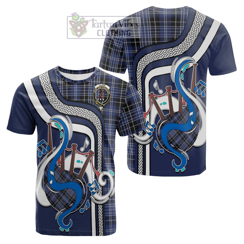 Tartan Vibes Clothing Clark Tartan Cotton T-shirt with Epic Bagpipe Style