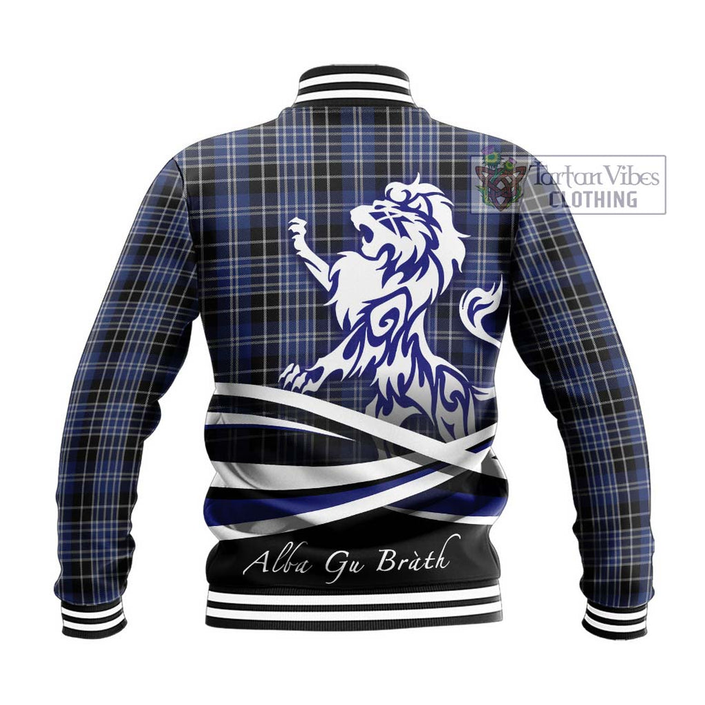 Clark (Clarke) Tartan Baseball Jacket with Alba Gu Brath Regal Lion Emblem - Tartanvibesclothing Shop