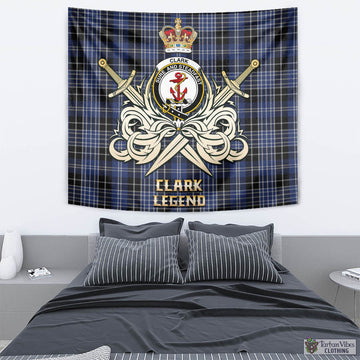 Clark (Clarke) Tartan Tapestry with Clan Crest and the Golden Sword of Courageous Legacy