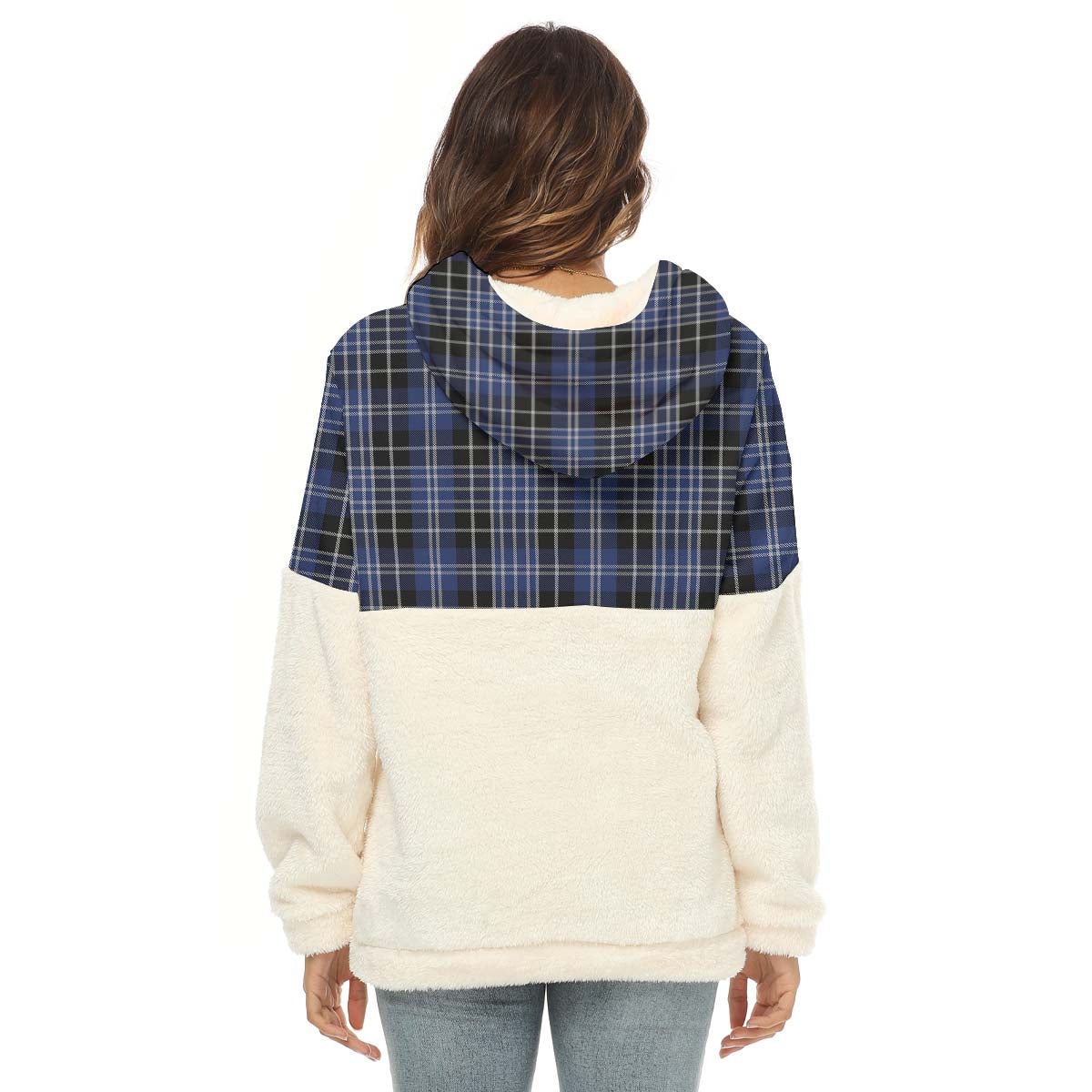 Clark (Clarke) Tartan Women's Borg Fleece Hoodie With Half Zip with Family Crest - Tartan Vibes Clothing