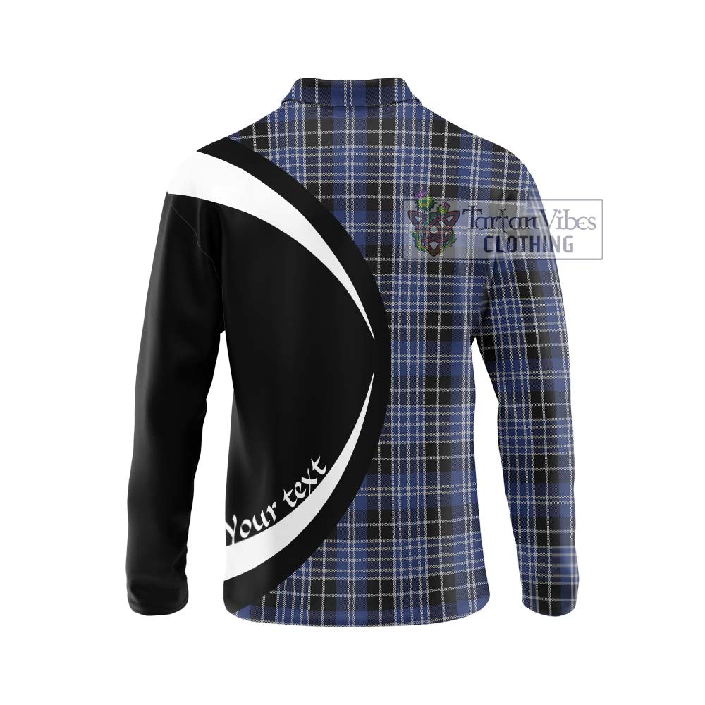 Clark (Clarke) Tartan Long Sleeve Polo Shirt with Family Crest Circle Style - Tartan Vibes Clothing