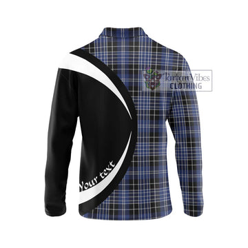 Clark (Clarke) Tartan Long Sleeve Polo Shirt with Family Crest Circle Style