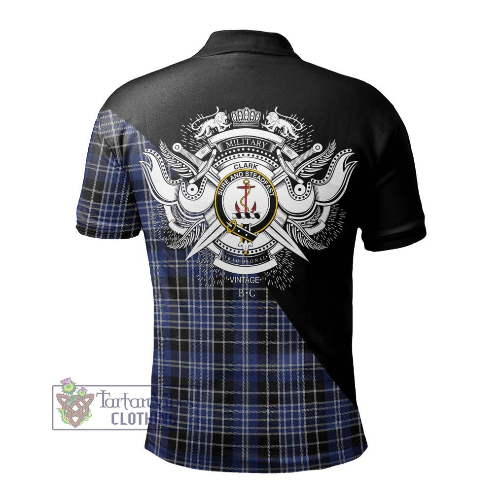 Clark (Clarke) Tartan Polo Shirt with Family Crest and Military Logo Style - Tartanvibesclothing Shop