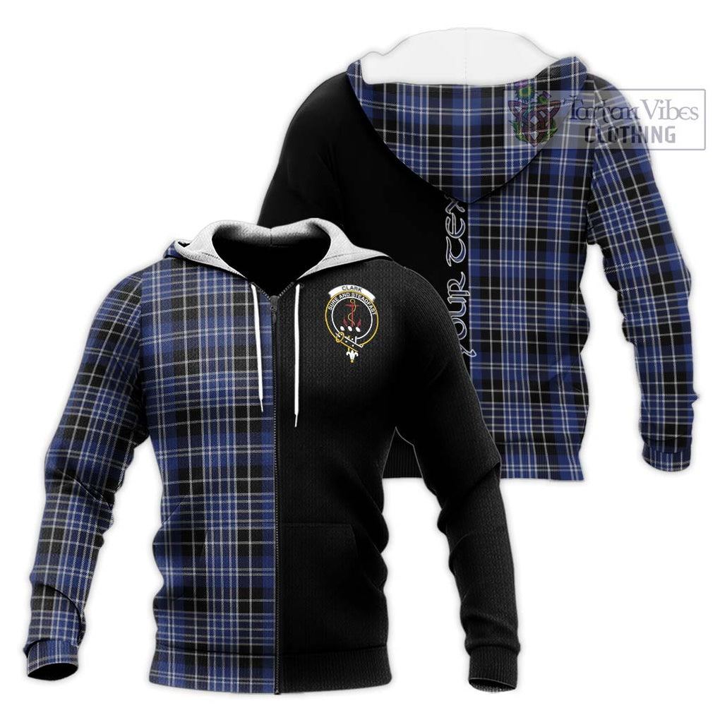 Clark (Clarke) Tartan Knitted Hoodie with Family Crest and Half Of Me Style Unisex Knitted Zip Hoodie - Tartanvibesclothing Shop