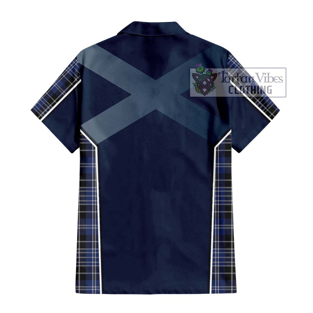 Clark (Clarke) Tartan Short Sleeve Button Shirt with Family Crest and Lion Rampant Vibes Sport Style - Tartan Vibes Clothing