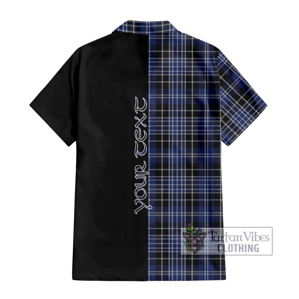 Clark (Clarke) Tartan Short Sleeve Button Shirt with Family Crest and Half Of Me Style - Tartanvibesclothing Shop