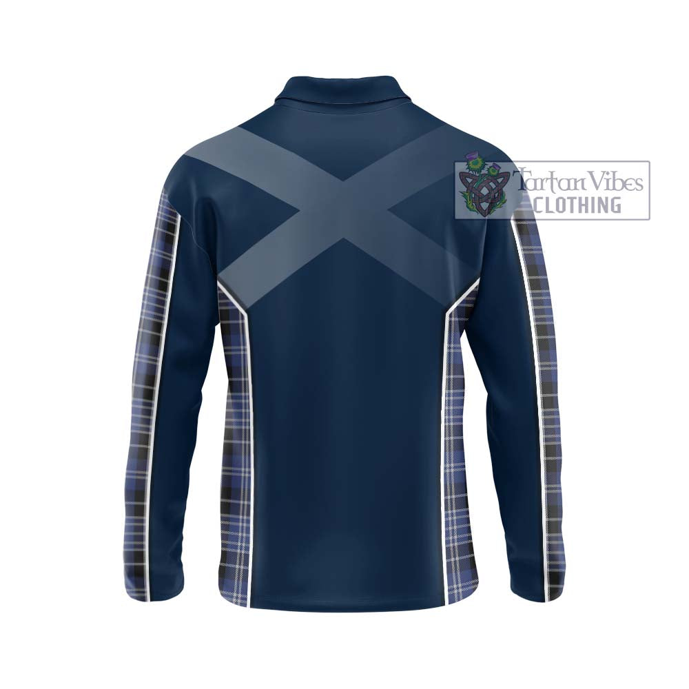 Clark (Clarke) Tartan Long Sleeve Polo Shirt with Family Crest and Lion Rampant Vibes Sport Style - Tartan Vibes Clothing