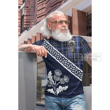 Clark (Clarke) Tartan Cotton T-shirt Featuring Thistle and Scotland Map