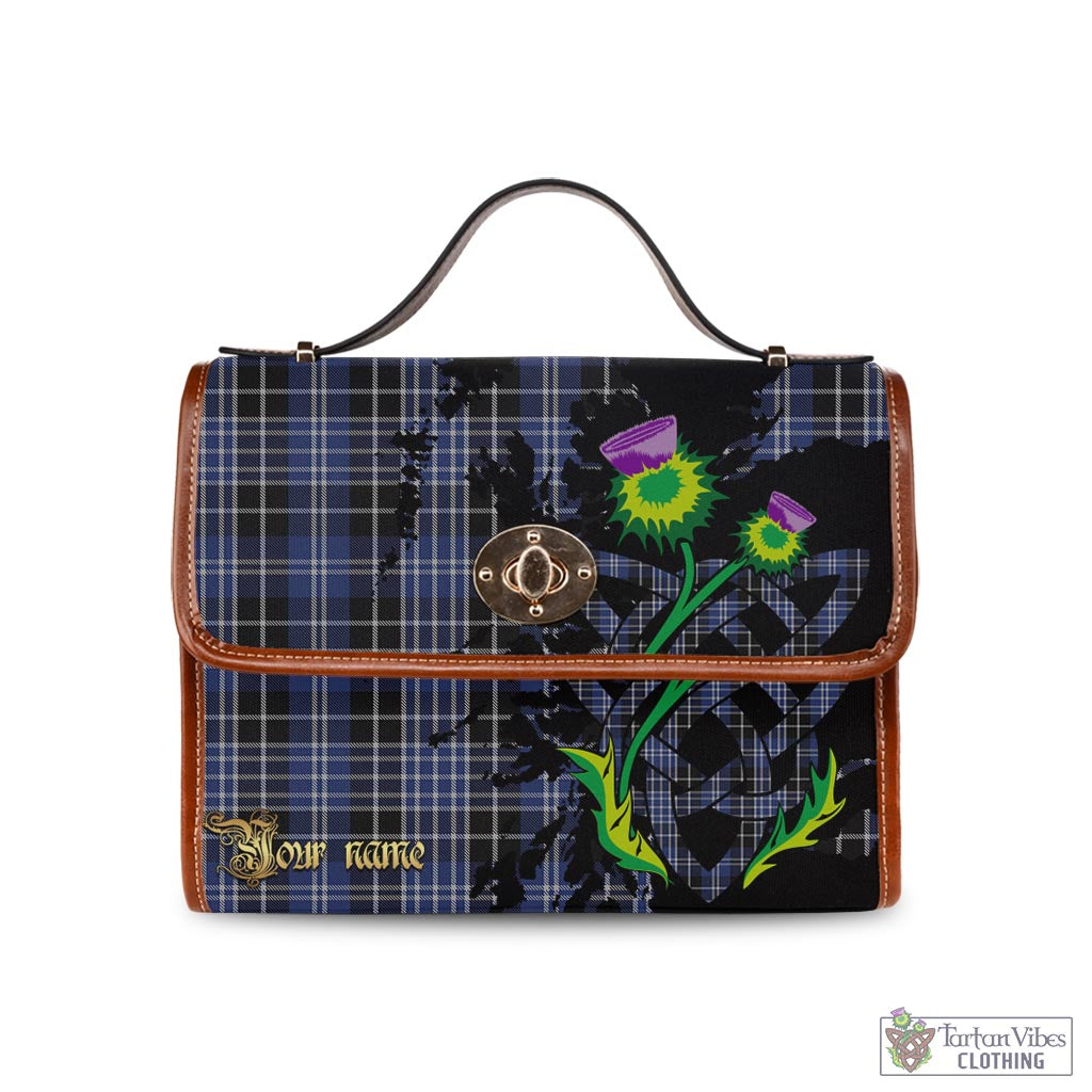 Tartan Vibes Clothing Clark Tartan Waterproof Canvas Bag with Scotland Map and Thistle Celtic Accents