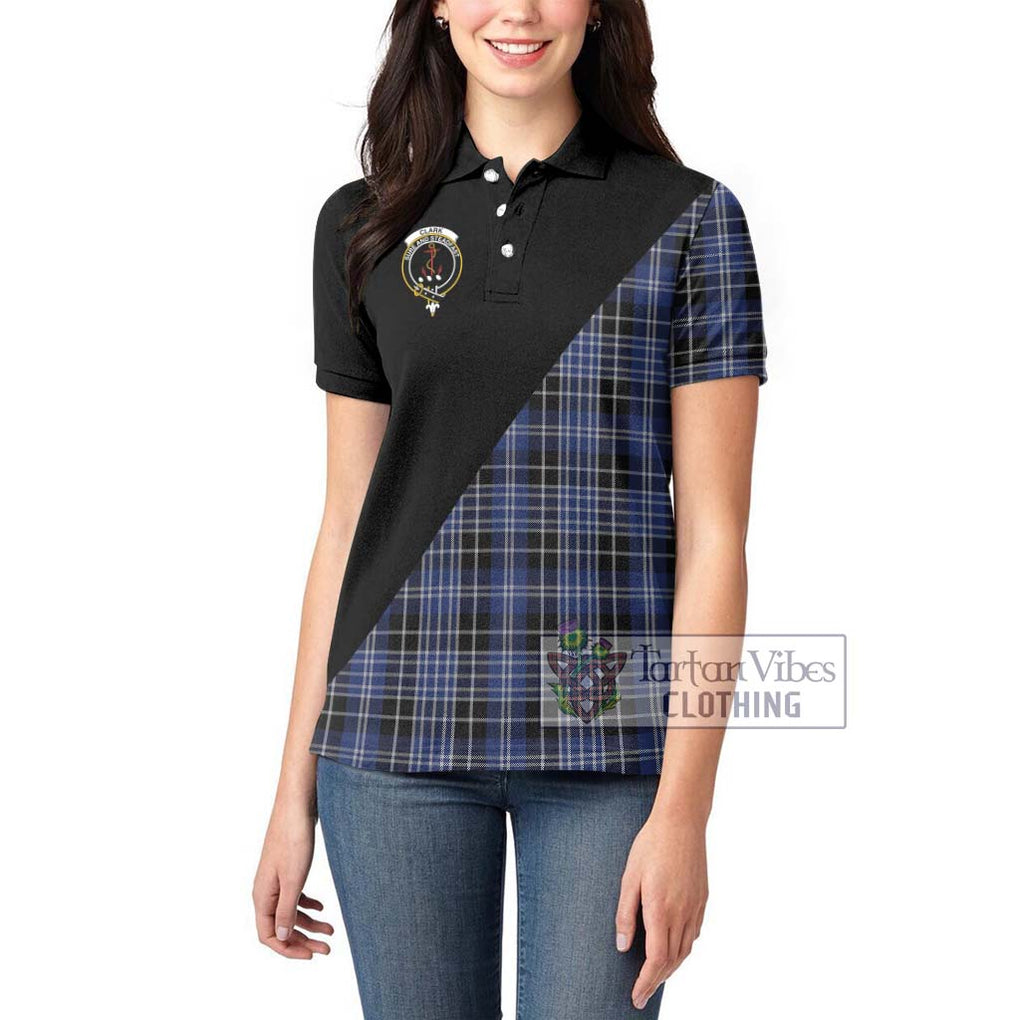 Clark (Clarke) Tartan Women's Polo Shirt with Family Crest and Military Logo Style - Tartanvibesclothing Shop