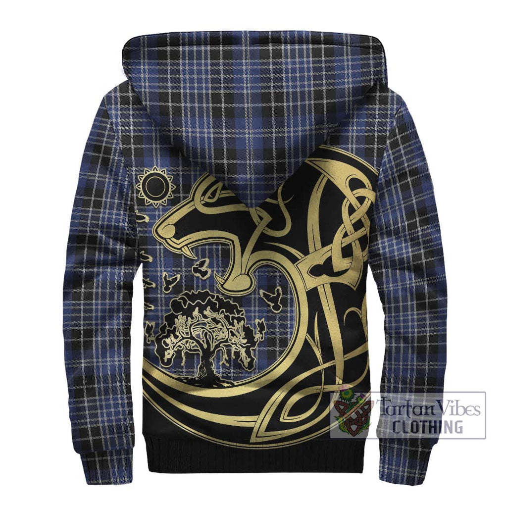 Clark (Clarke) Tartan Sherpa Hoodie with Family Crest Celtic Wolf Style - Tartan Vibes Clothing