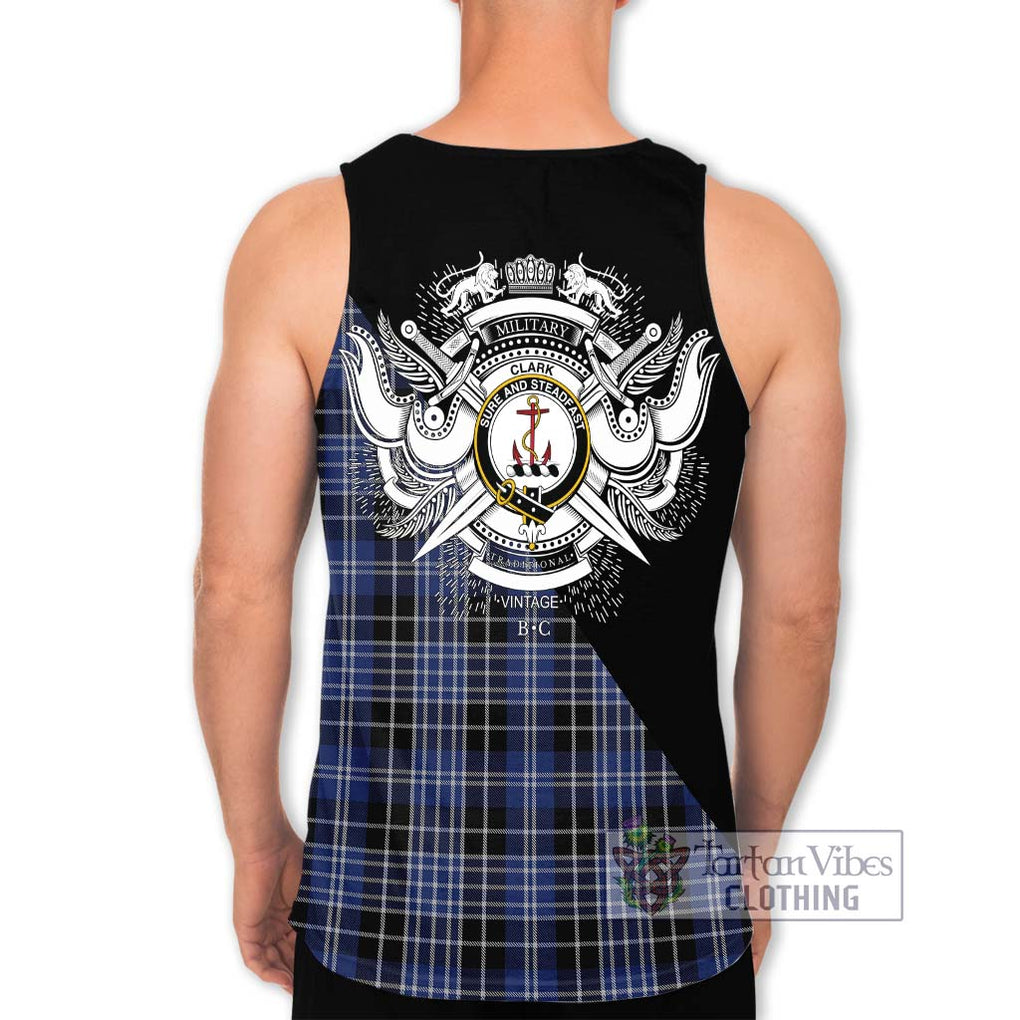 Clark (Clarke) Tartan Men's Tank Top with Family Crest and Military Logo Style - Tartanvibesclothing Shop