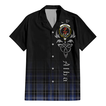 Clark (Clarke) Tartan Short Sleeve Button Up Shirt Featuring Alba Gu Brath Family Crest Celtic Inspired