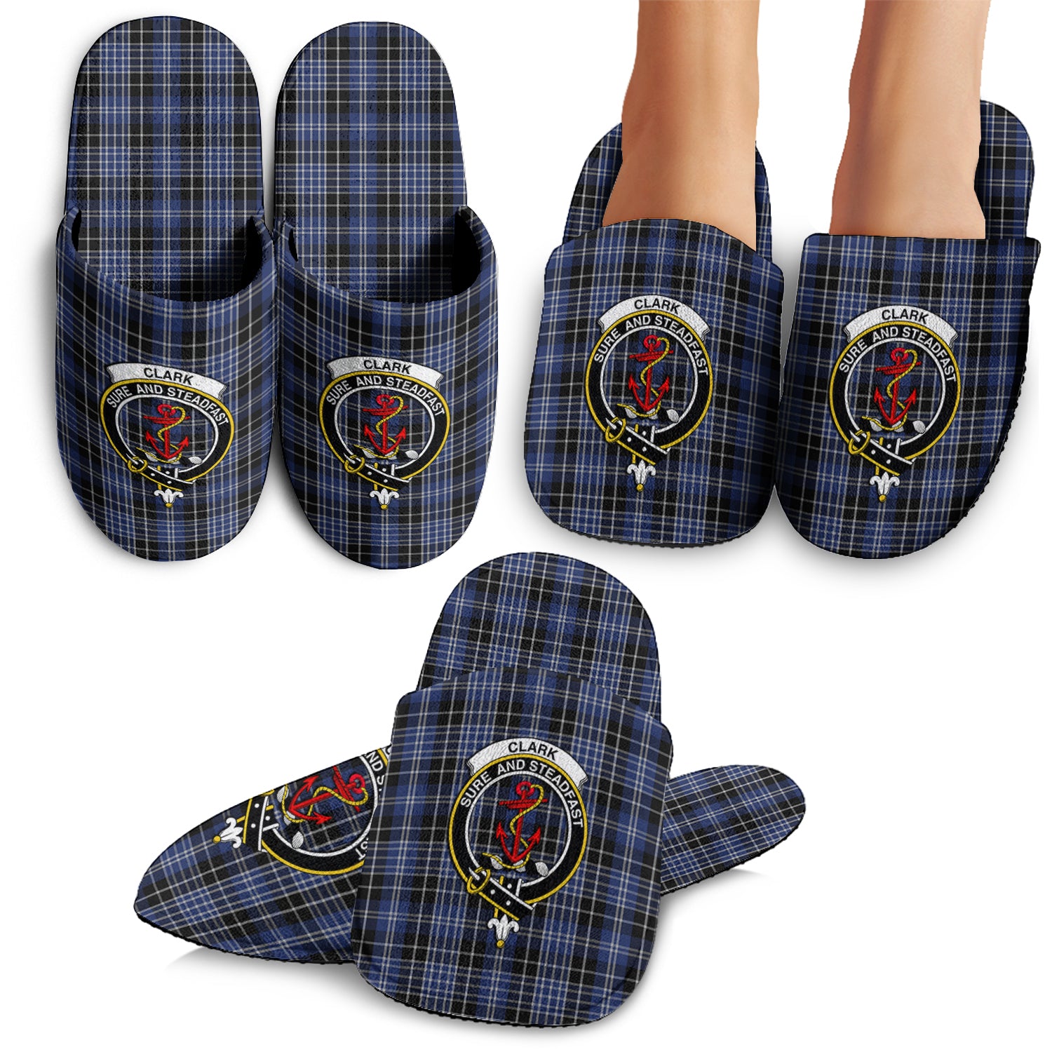 Clark Tartan Home Slippers with Family Crest - Tartanvibesclothing