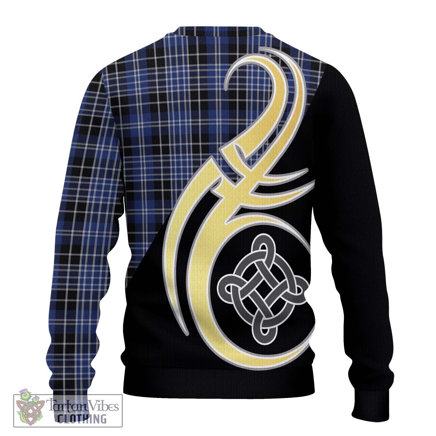 Clark (Clarke) Tartan Knitted Sweater with Family Crest and Celtic Symbol Style - Tartan Vibes Clothing