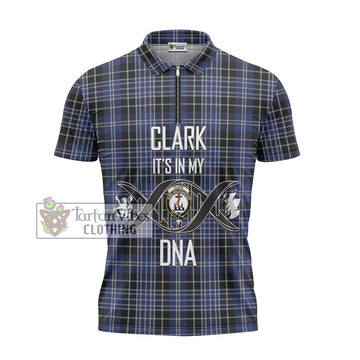 Clark (Clarke) Tartan Zipper Polo Shirt with Family Crest DNA In Me Style