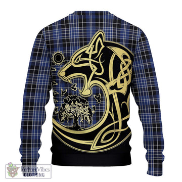 Clark (Clarke) Tartan Ugly Sweater with Family Crest Celtic Wolf Style