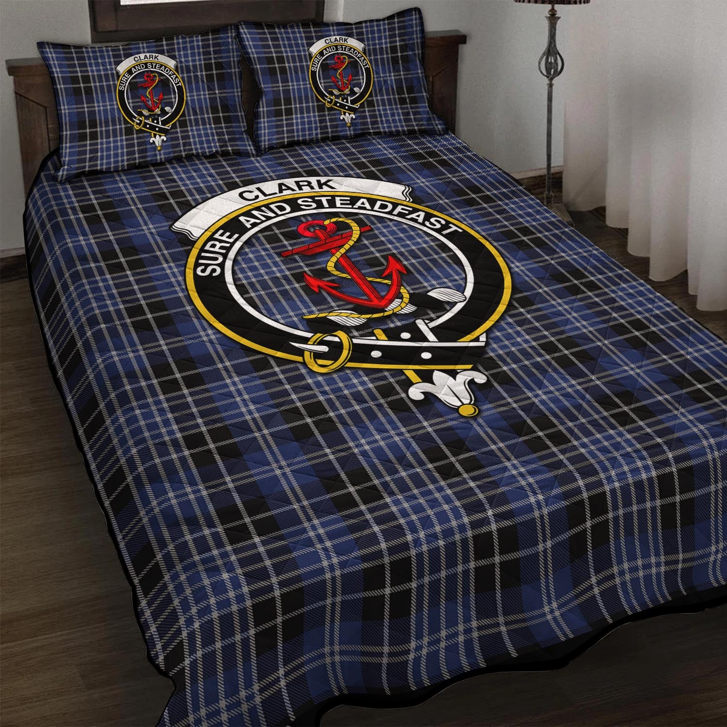 Clark (Clarke) Tartan Quilt Bed Set with Family Crest - Tartan Vibes Clothing