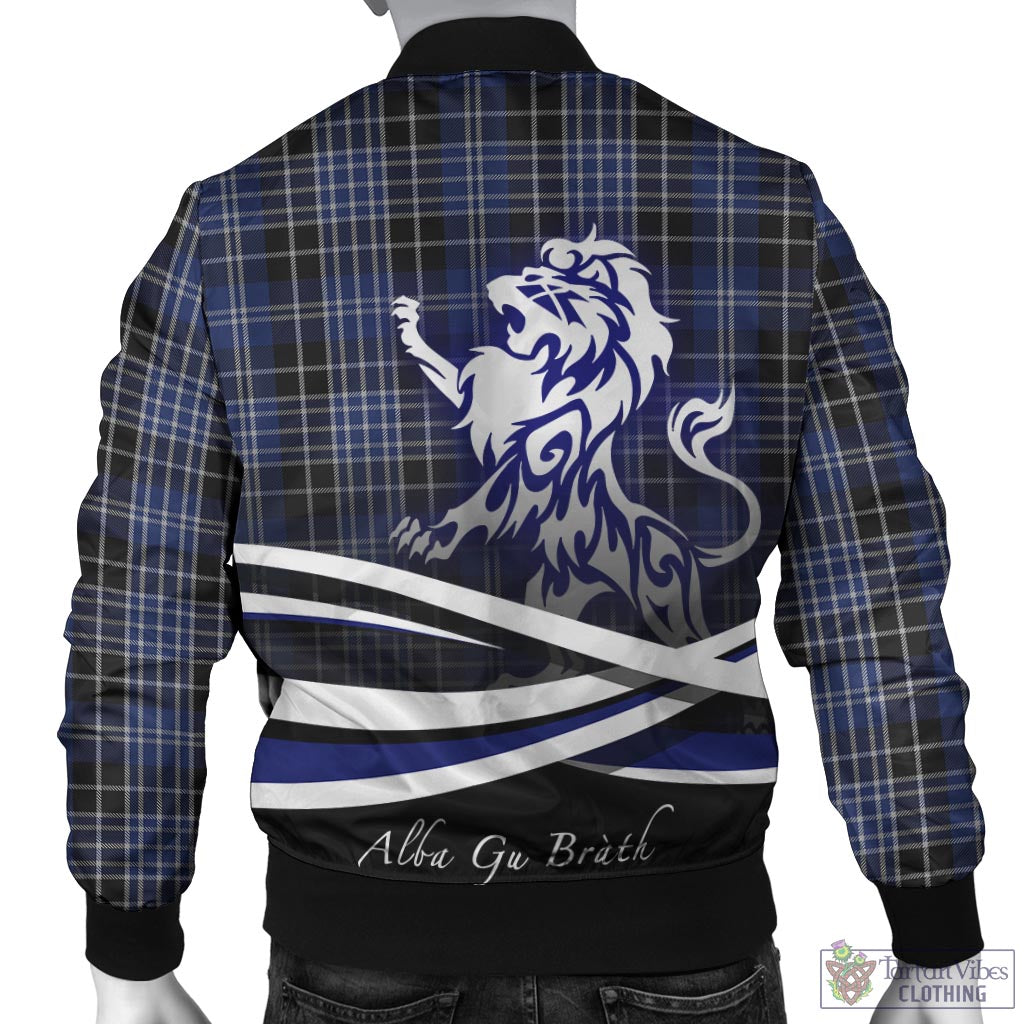 Tartan Vibes Clothing Clark Tartan Bomber Jacket with Alba Gu Brath Regal Lion Emblem