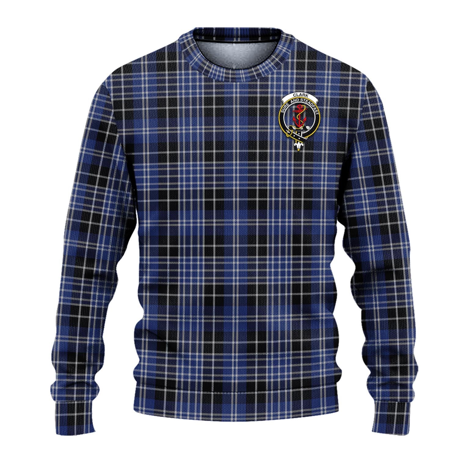 Clark Tartan Knitted Sweater with Family Crest - Tartanvibesclothing