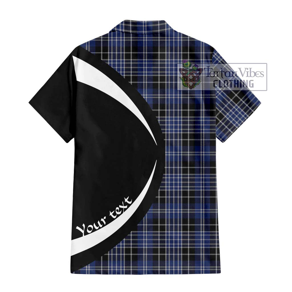 Clark (Clarke) Tartan Short Sleeve Button Up with Family Crest Circle Style - Tartan Vibes Clothing