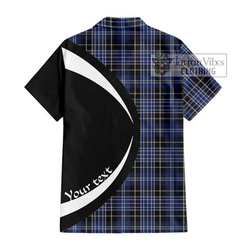 Clark (Clarke) Tartan Short Sleeve Button Up with Family Crest Circle Style