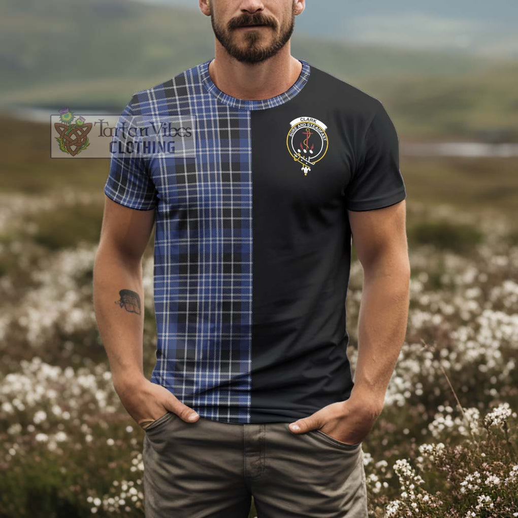 Clark (Clarke) Tartan T-Shirt with Family Crest and Half Of Me Style - Tartanvibesclothing Shop