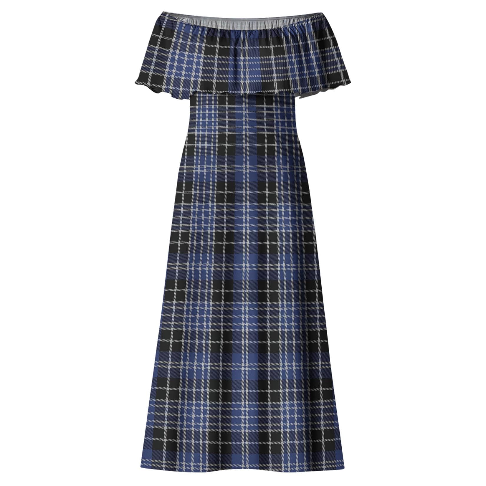 Clark Tartan Off Shoulder Long Dress - Tartanvibesclothing