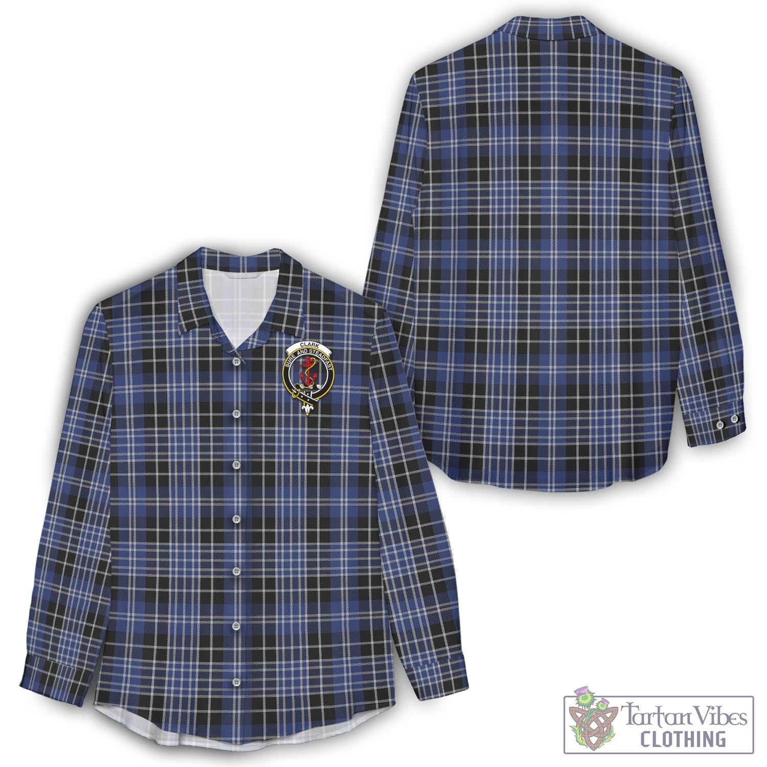 Tartan Vibes Clothing Clark Tartan Womens Casual Shirt with Family Crest