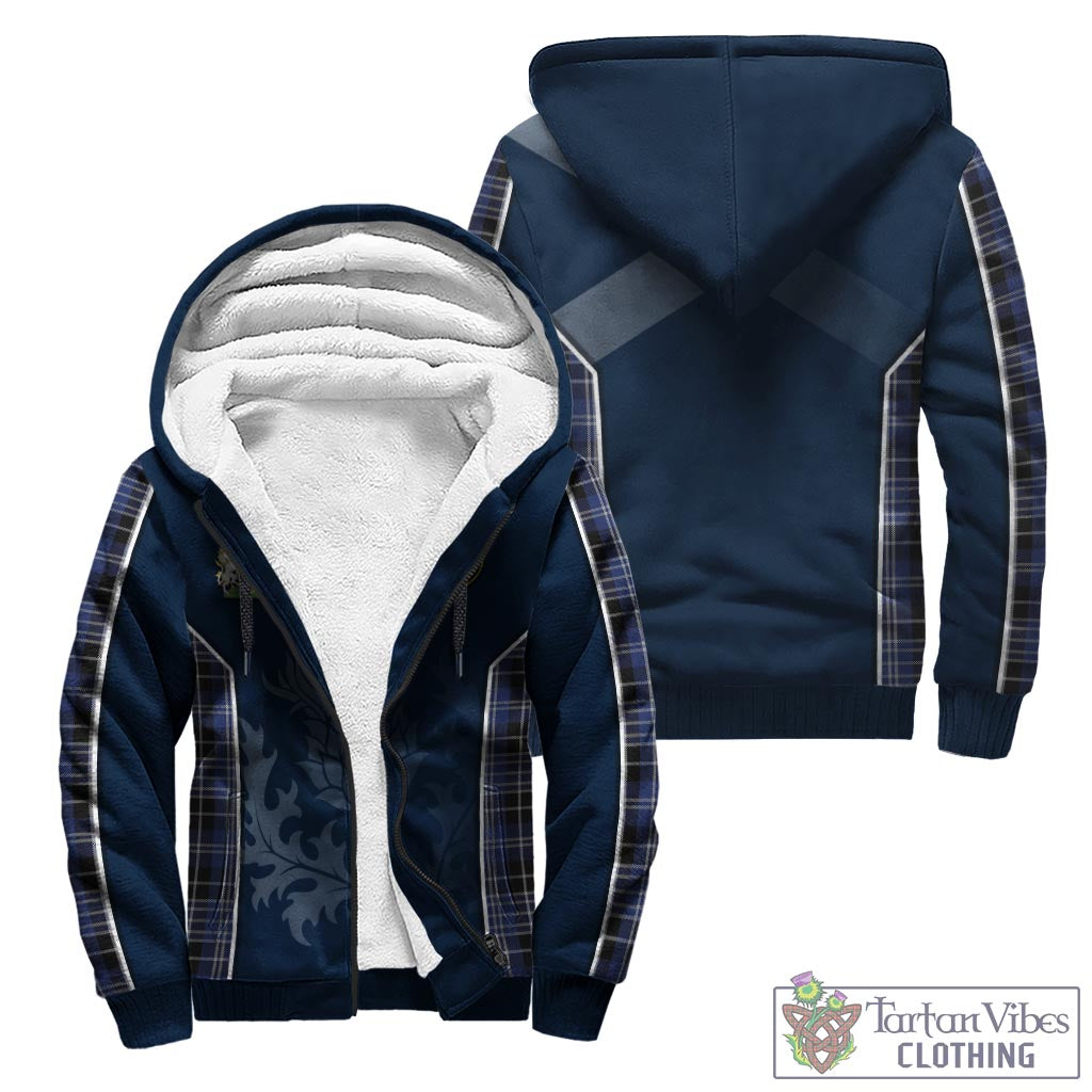 Tartan Vibes Clothing Clark Tartan Sherpa Hoodie with Family Crest and Scottish Thistle Vibes Sport Style