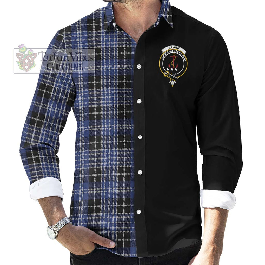 Clark (Clarke) Tartan Long Sleeve Button Shirt with Family Crest and Half Of Me Style - Tartanvibesclothing Shop