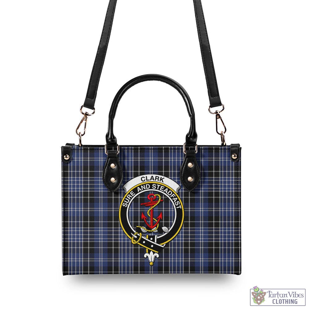 Tartan Vibes Clothing Clark Tartan Luxury Leather Handbags with Family Crest