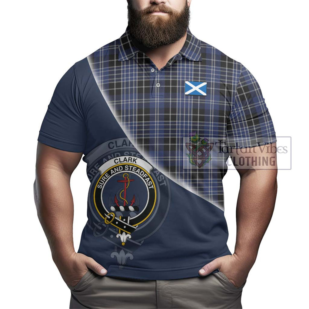 Clark (Clarke) Tartan Polo Shirt with Personalised National Flag and Family Crest Half Style - Tartanvibesclothing Shop