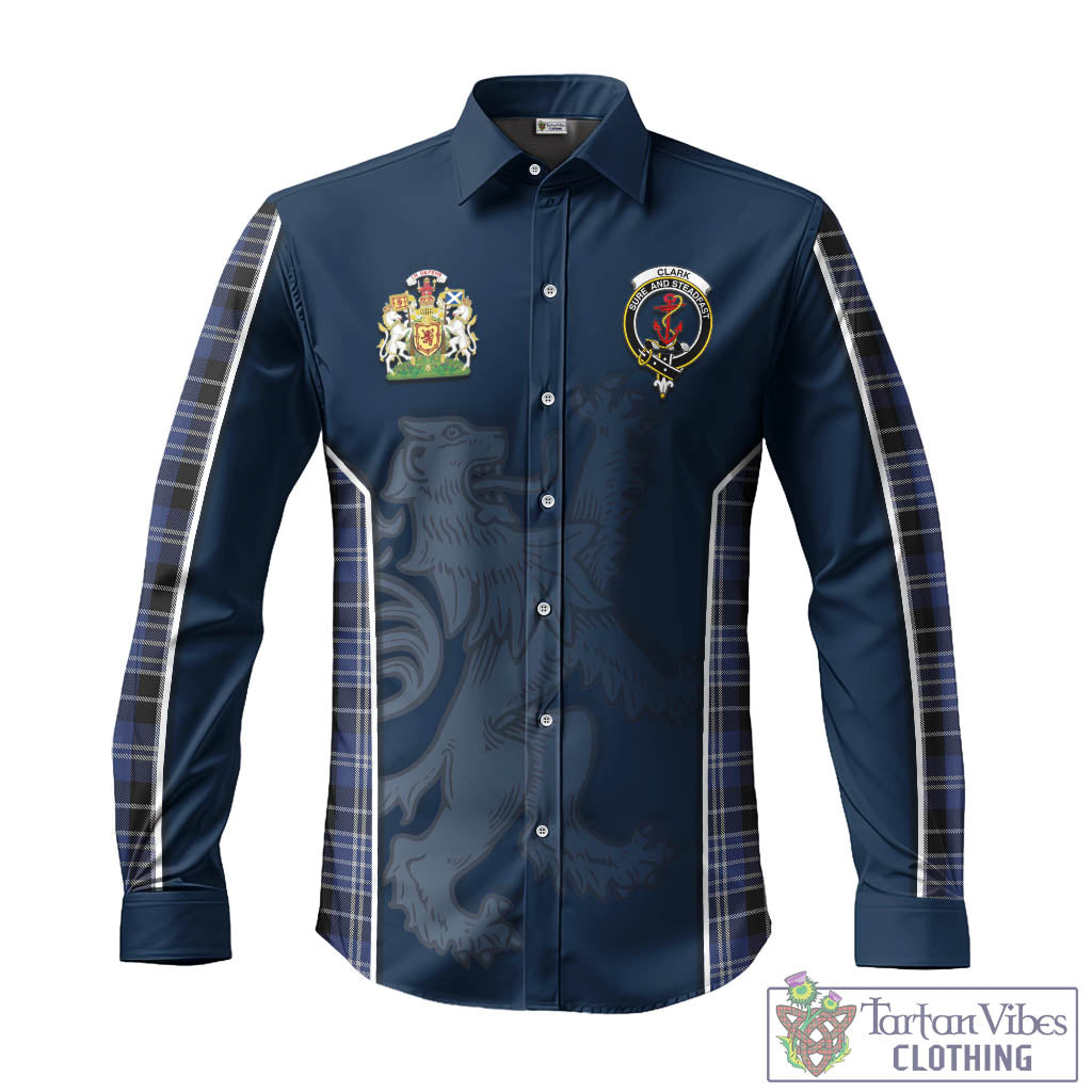 Tartan Vibes Clothing Clark Tartan Long Sleeve Button Up Shirt with Family Crest and Lion Rampant Vibes Sport Style