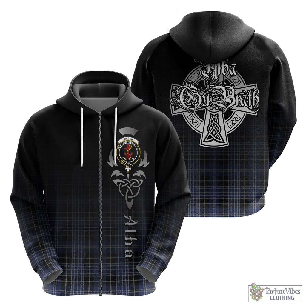 Tartan Vibes Clothing Clark Tartan Hoodie Featuring Alba Gu Brath Family Crest Celtic Inspired