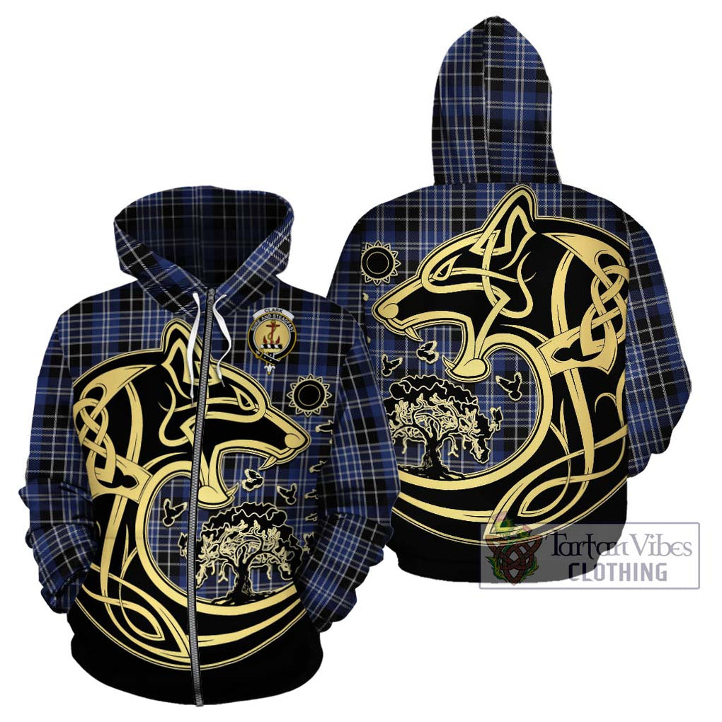 Clark (Clarke) Tartan Hoodie with Family Crest Celtic Wolf Style - Tartan Vibes Clothing