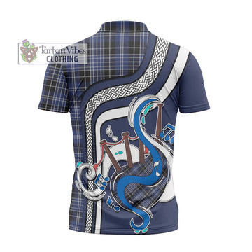 Clark (Clarke) Tartan Zipper Polo Shirt with Epic Bagpipe Style