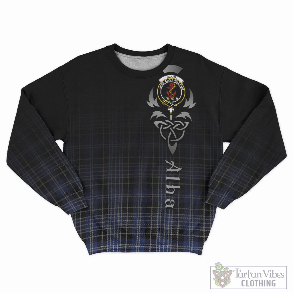 Tartan Vibes Clothing Clark Tartan Sweatshirt Featuring Alba Gu Brath Family Crest Celtic Inspired