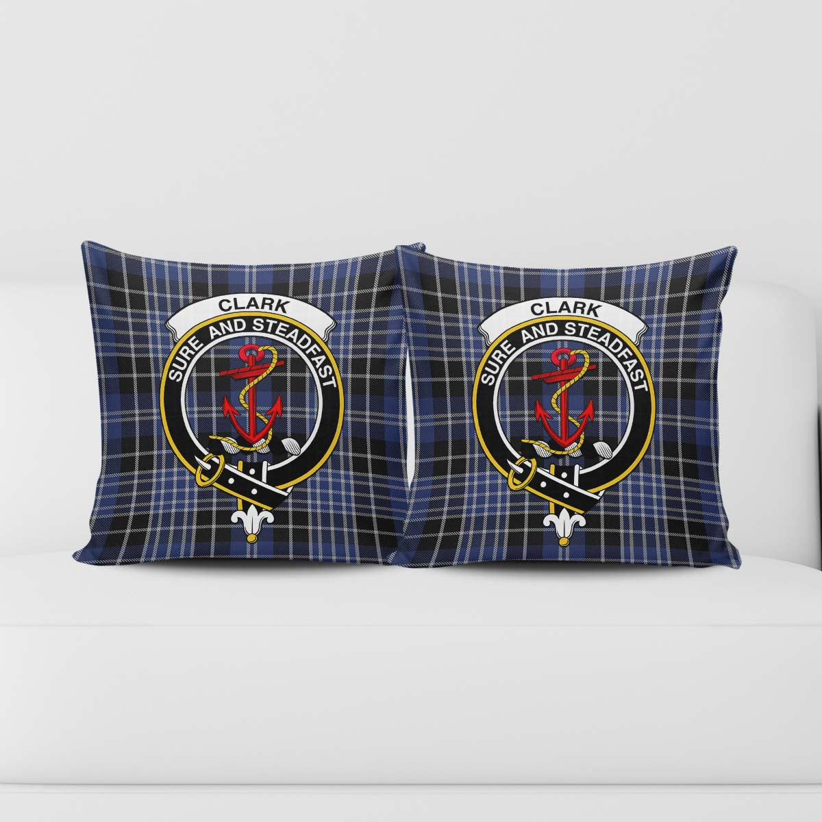 Clark Tartan Pillow Cover with Family Crest - Tartanvibesclothing