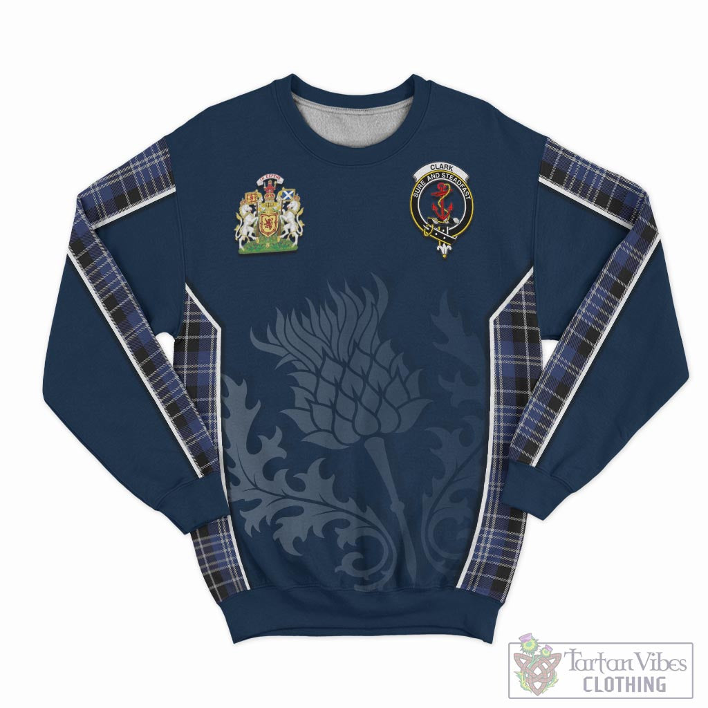 Tartan Vibes Clothing Clark Tartan Sweatshirt with Family Crest and Scottish Thistle Vibes Sport Style