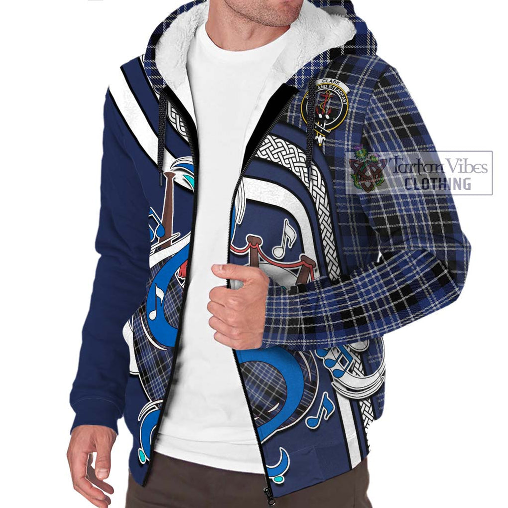 Clark (Clarke) Tartan Sherpa Hoodie with Epic Bagpipe Style Unisex - Tartanvibesclothing Shop