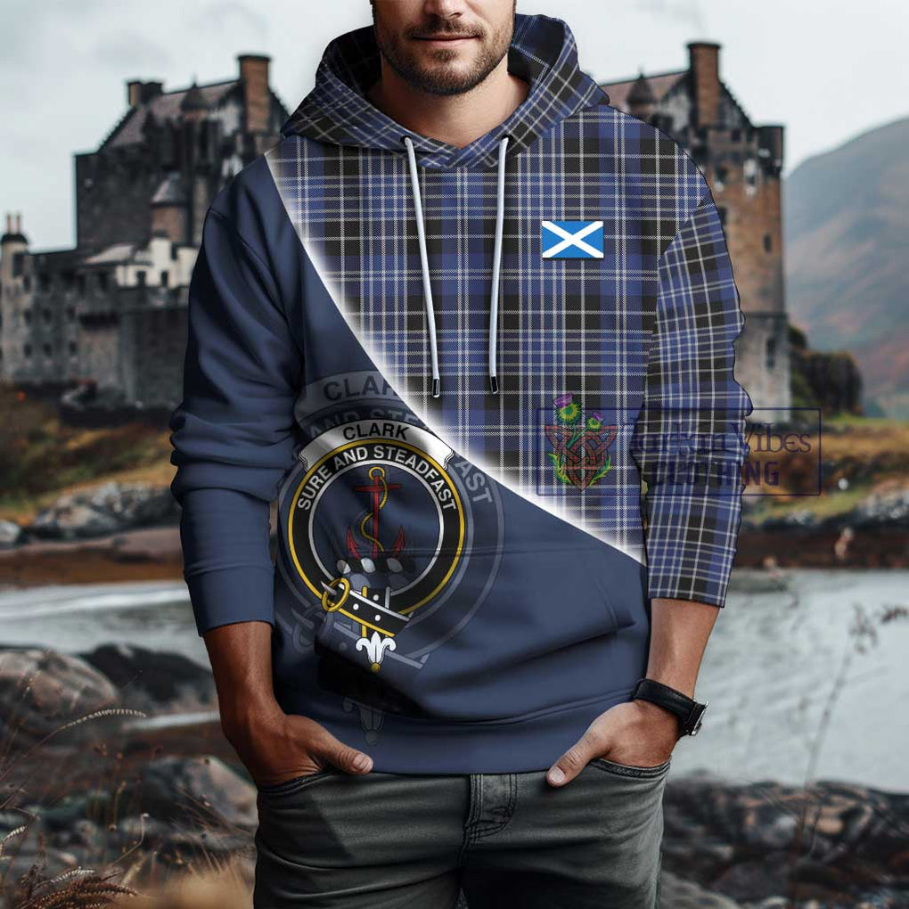 Clark (Clarke) Tartan Hoodie with Personalised National Flag and Family Crest Half Style - Tartanvibesclothing Shop