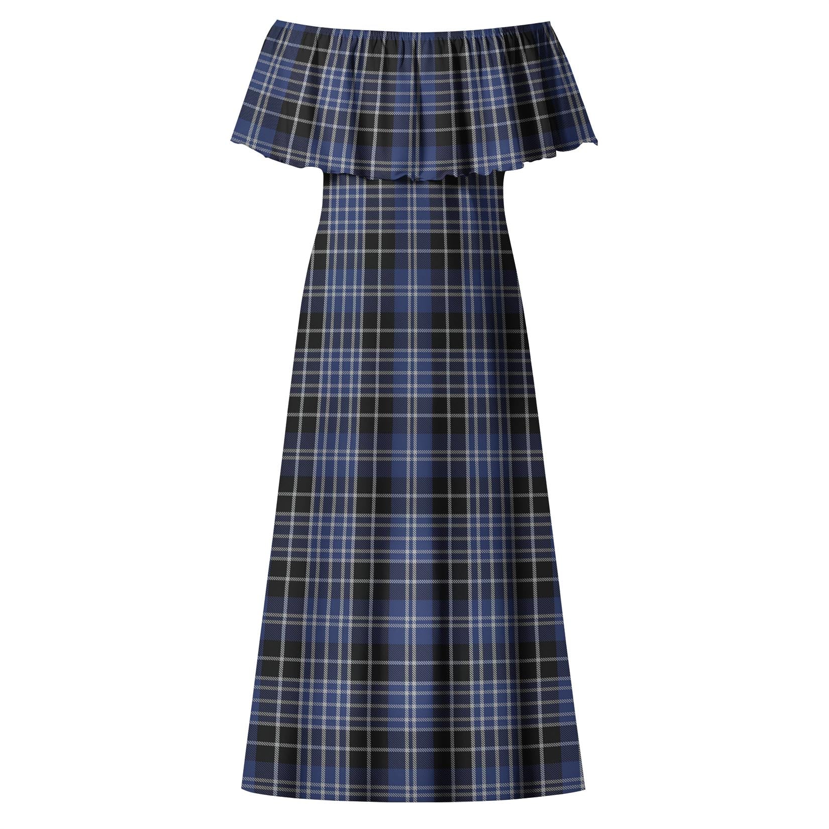 Clark Tartan Off Shoulder Long Dress - Tartanvibesclothing